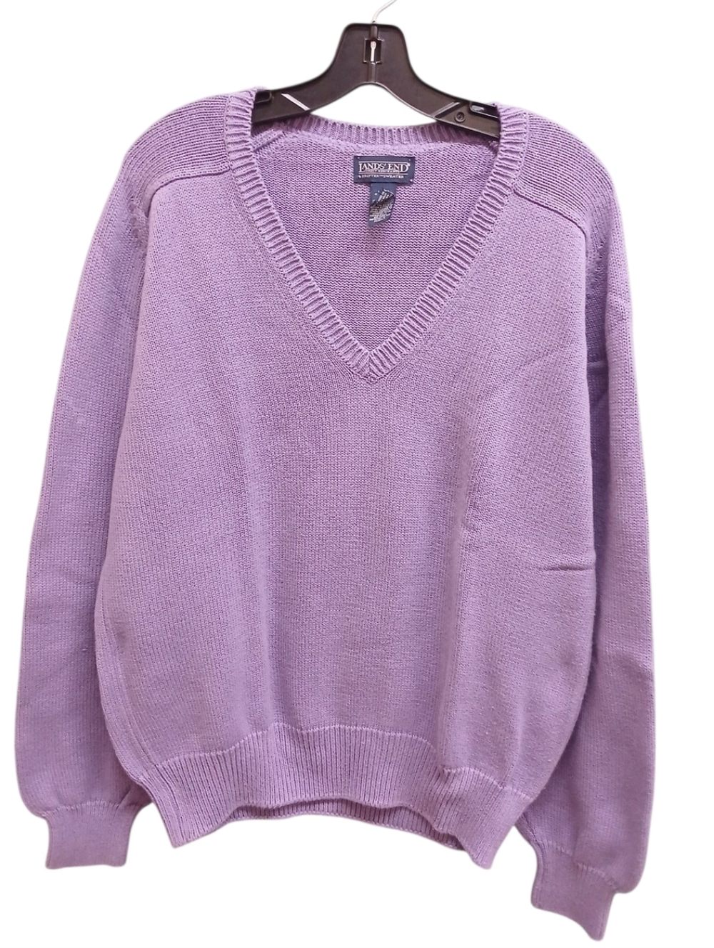 Lands' End Vintage Lavender V-Neck Drifter Sweater Size Medium